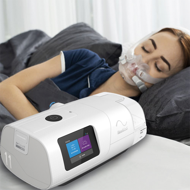 ResMed AirCurve 11 VAuto BiPAP machine with humidifier